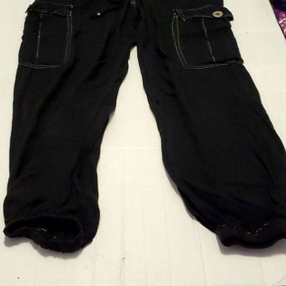 Angie Black Boho Utility Pull On Jogger Style Pants With Side Pockets - Picture 7 of 14
